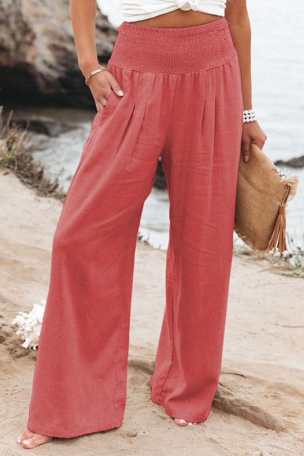 Damen Weit geschnittene Sommerhose mit elastischem Bund und luftiger Passform
