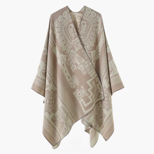 Damen Oversize-Jacquardponcho im Kimono-Stil mit grafischem Medaillonmotiv Shop Nory