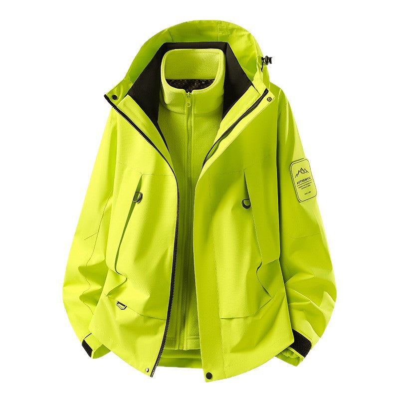 Unisex wasserfeste zweilagige Softshell-Regenjacke mit herausnehmbarem Fleecefutter und Kapuze Shop Nory
