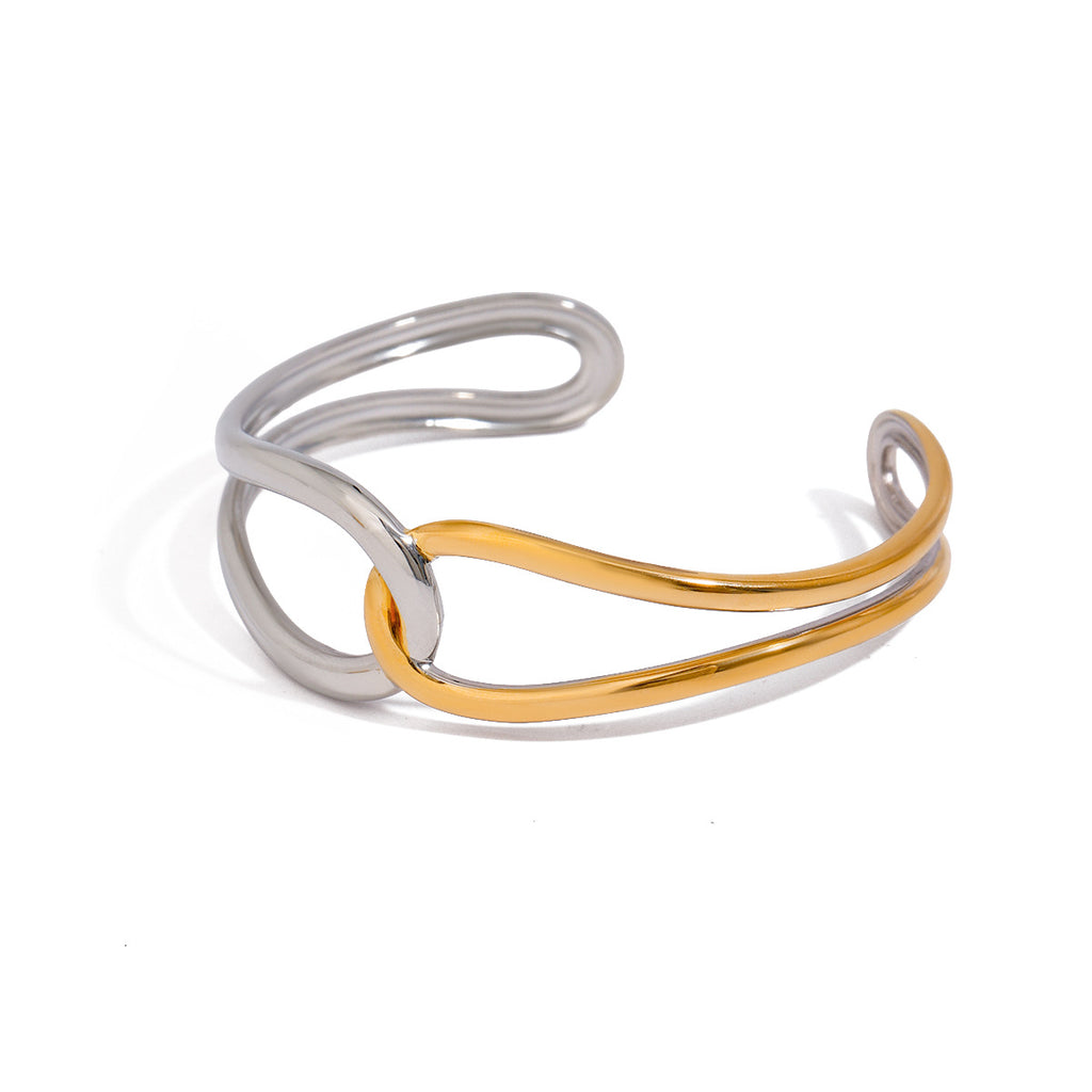 Damen Offenes Armband mit modernem Wickeldesign aus hypoallergenem Edelstahl Shop Nory