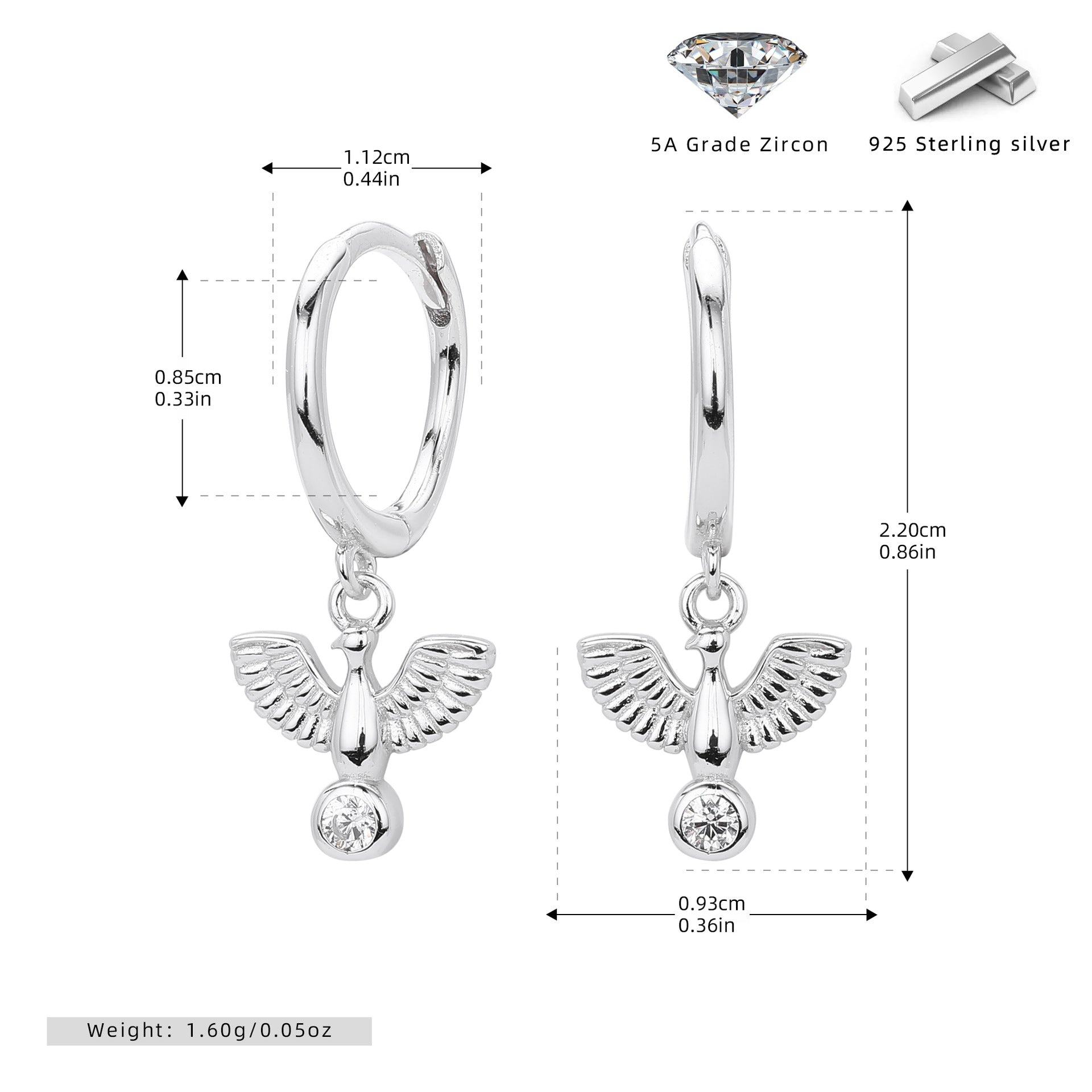 Damen Ohrhänger im engelsgleichen Design aus hochwertigem 925 Sterling Silber Shop Nory
