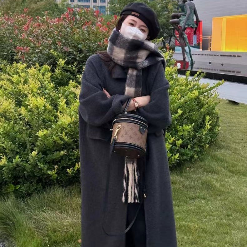 Damen Oversize Wollmix Mantel knielang mit verdeckter Knopfleiste und lässiger Schulterlinie Shop Nory