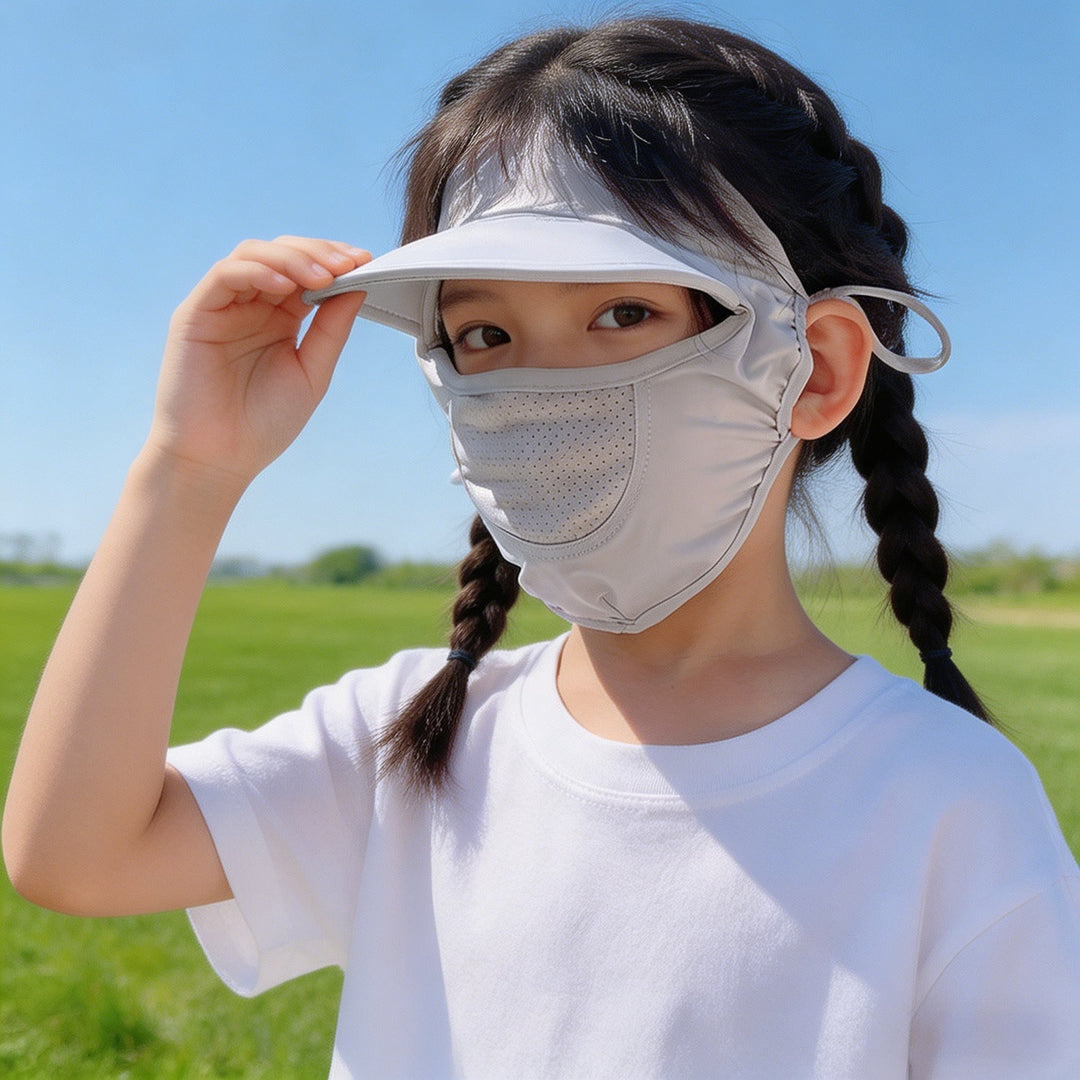 Unisex nan Kinder-Sonnenvisier mit integrierter atmungsaktiver Gesichtsmaske, verstellbarem Nackengurt und perforierter Kinnpartie  Shopnory