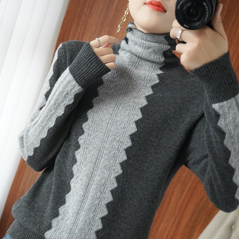 Damen Premium-Rollkragenpullover aus Feinstrick mit zentrierter Ajour‑Zopfstruktur Shop Nory