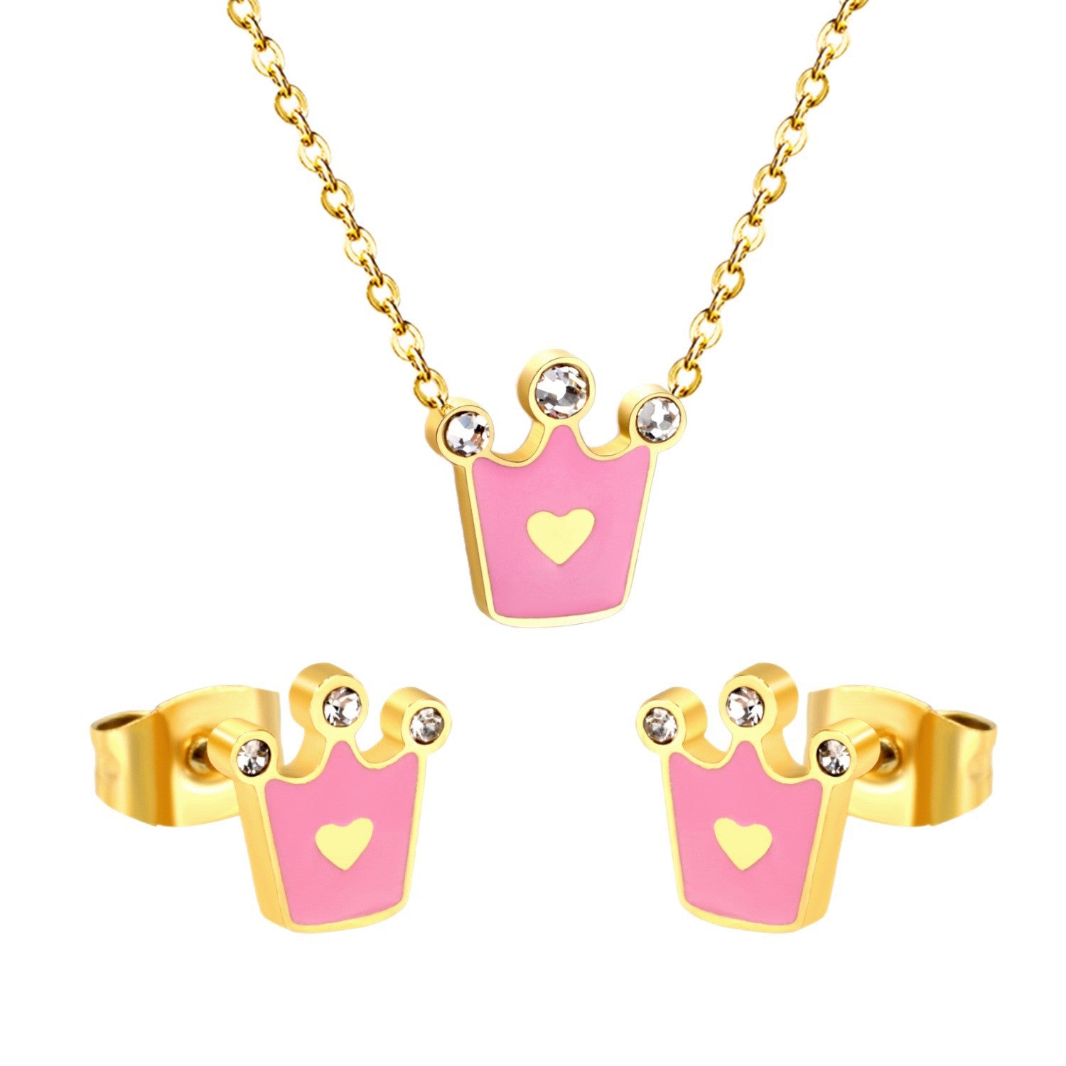Damen Schmuckset mit Krone und funkelnden Zirkonia Shop Nory