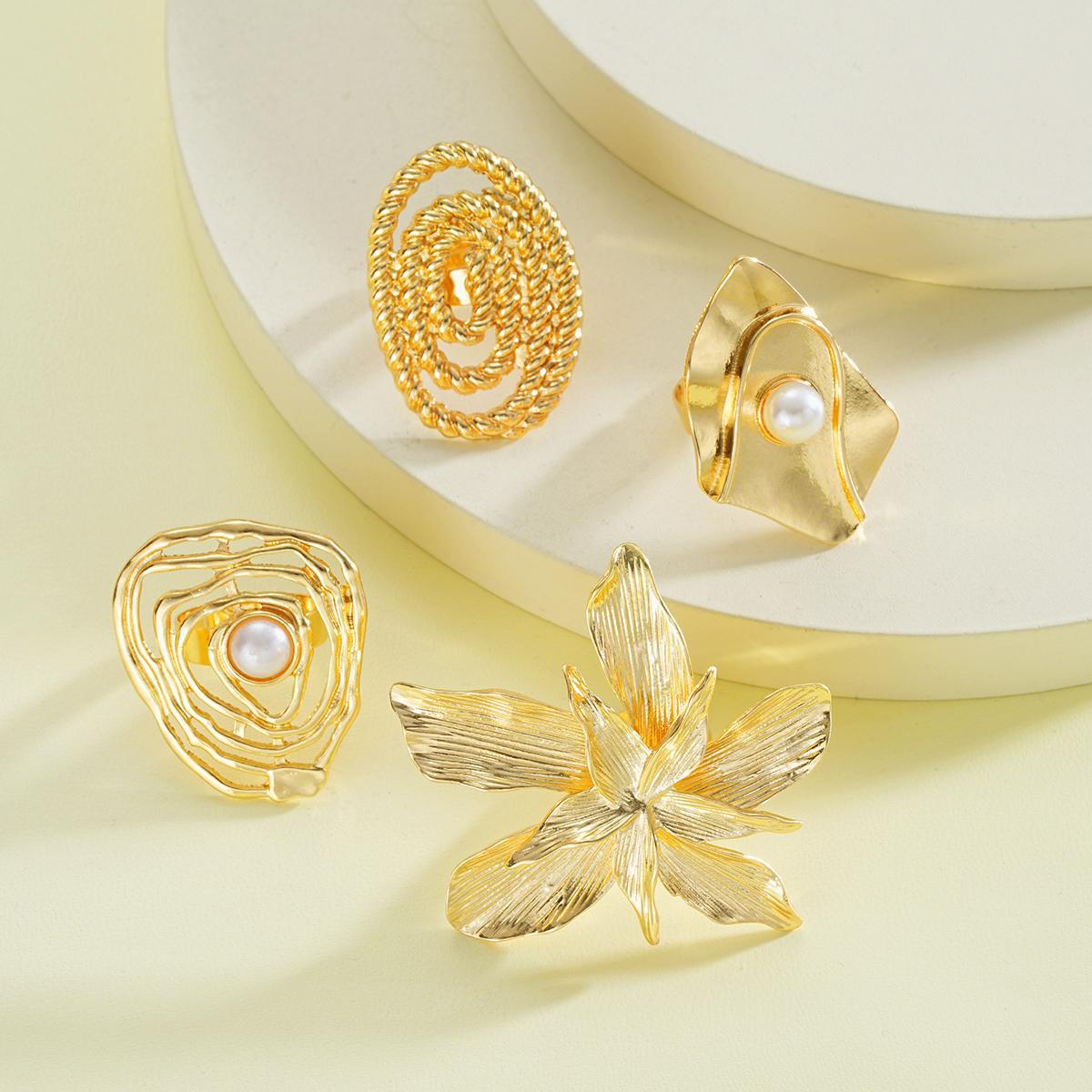 Damen Schmuckring-Set mit kunstvollen Designs und edlen Perlen Shop Nory