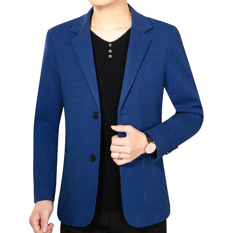 Herren Strukturierter Strickblazer mit Reverskragen und aufgesetzten Taschen Shop Nory