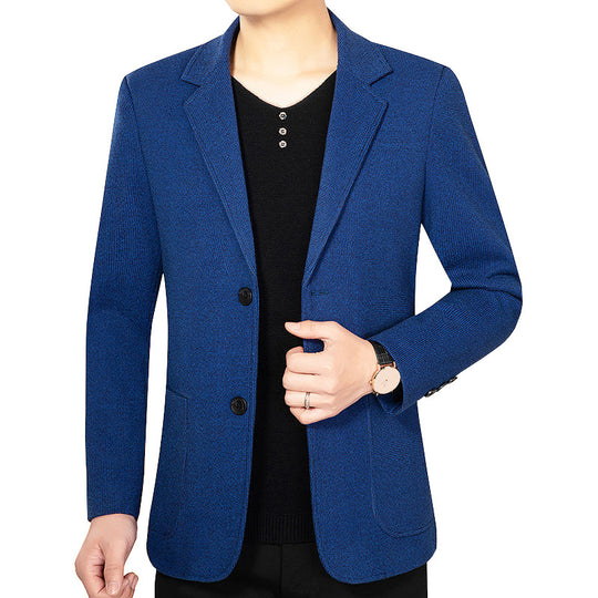 Herren Strukturierter Strickblazer mit Reverskragen und aufgesetzten Taschen Shop Nory