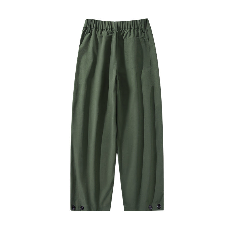 Damen weite Plissee-Hose mit hohem Bund, Gürtelschlaufen & verstellbaren Saumlaschen Shop Nory