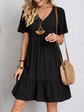 Damen V-Ausschnitt Sommerkleid mit voluminösem Saum