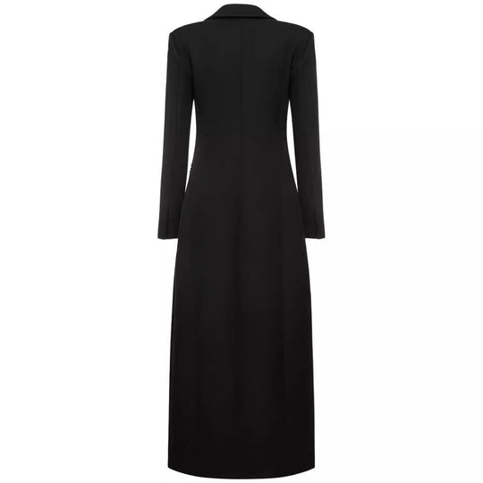 Damen Taillierter Longline-Mantel mit Reverskragen und Einreiher-Schnitt Shop Nory