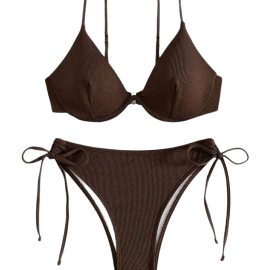 Damen Triangel-Bikini mit verstellbaren Trägern und Seitenschnürungen