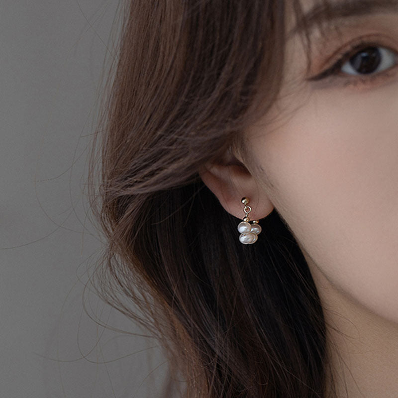 Damen Perlenohrringe mit elegantem Silberhoop Shop Nory