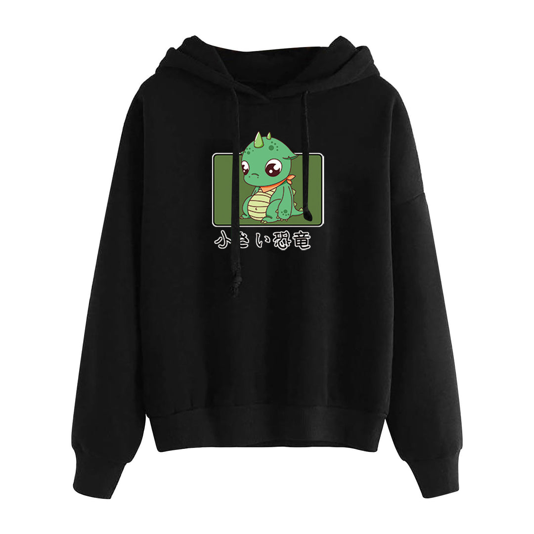Damen nan kurz geschnittener Cropped-Kapuzenpullover mit niedlicher Frosch-Illustration und verstellbarer Kapuze Shop Nory