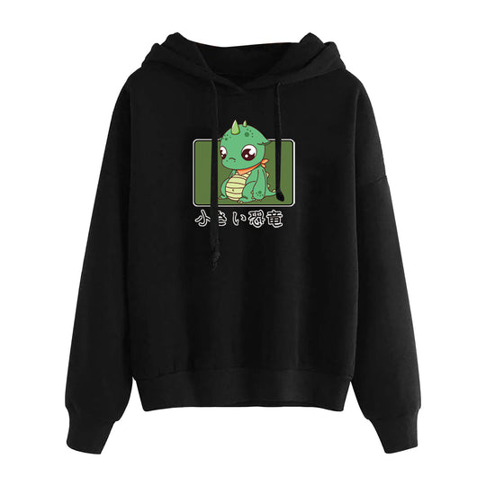 Damen nan kurz geschnittener Cropped-Kapuzenpullover mit niedlicher Frosch-Illustration und verstellbarer Kapuze Shop Nory