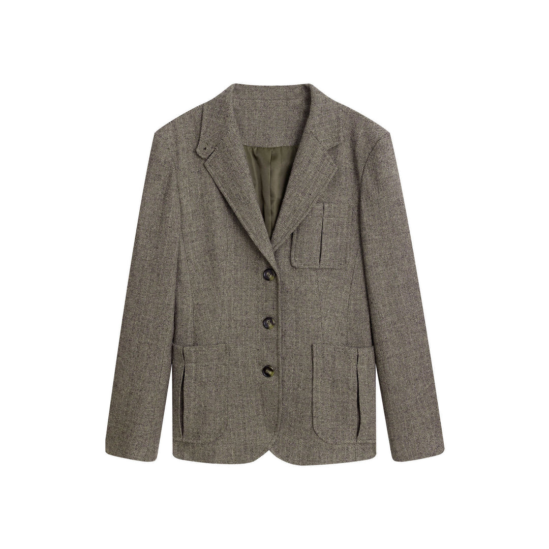 Damen Modischer Tweed Blazer Shop Nory