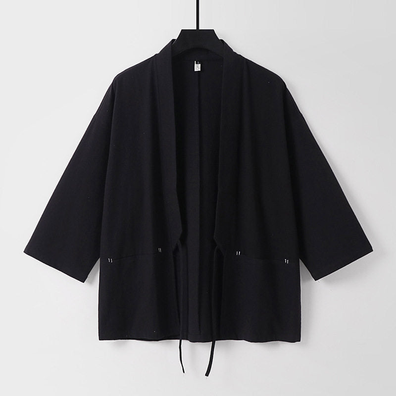Damen Lockerer Kimono-Cardigan aus Baumwollmix mit Tunnelzug und Hüfttaschen Shop Nory