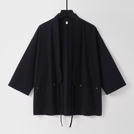 Damen Lockerer Kimono-Cardigan aus Baumwollmix mit Tunnelzug und Hüfttaschen Shop Nory