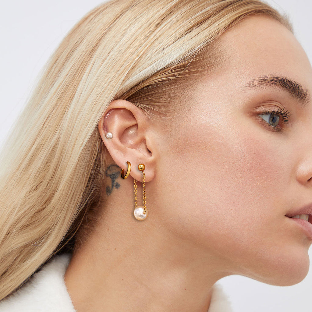 Damen modische Ohrringe mit hängenden Perlen und Edelstahl-Shop Nory