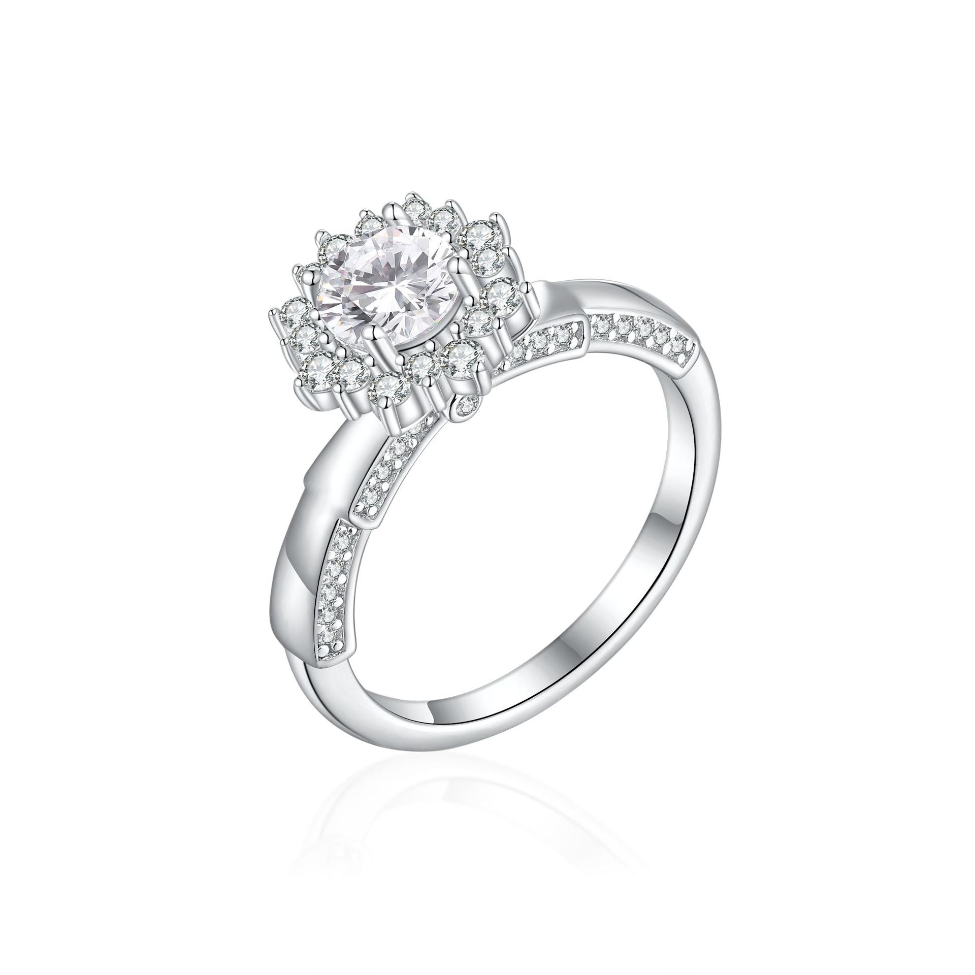 Damen Ring mit funkelndem Zirkonia-Halo Shop Nory