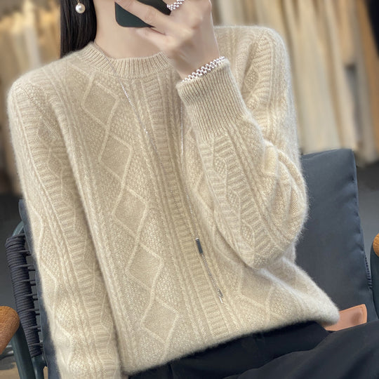Damen Zopfmuster-Feinstrickpullover mit Ajour-Bahnen und weichem Mohair-Finish Shop Nory