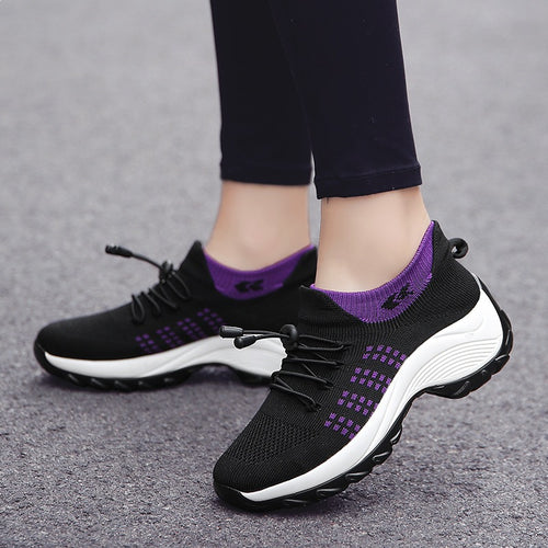 Damen Strick-Sockensneaker mit elastischem Schaft, Schnellzug und dämpfender Plateausohle Shop Nory