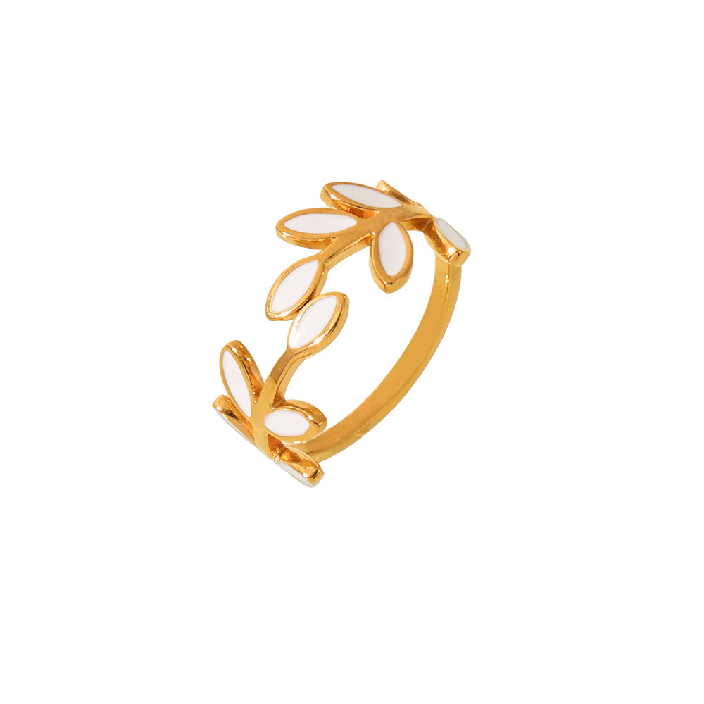 Damen Edelstahlring mit elegantem Blattdesign Shop Nory