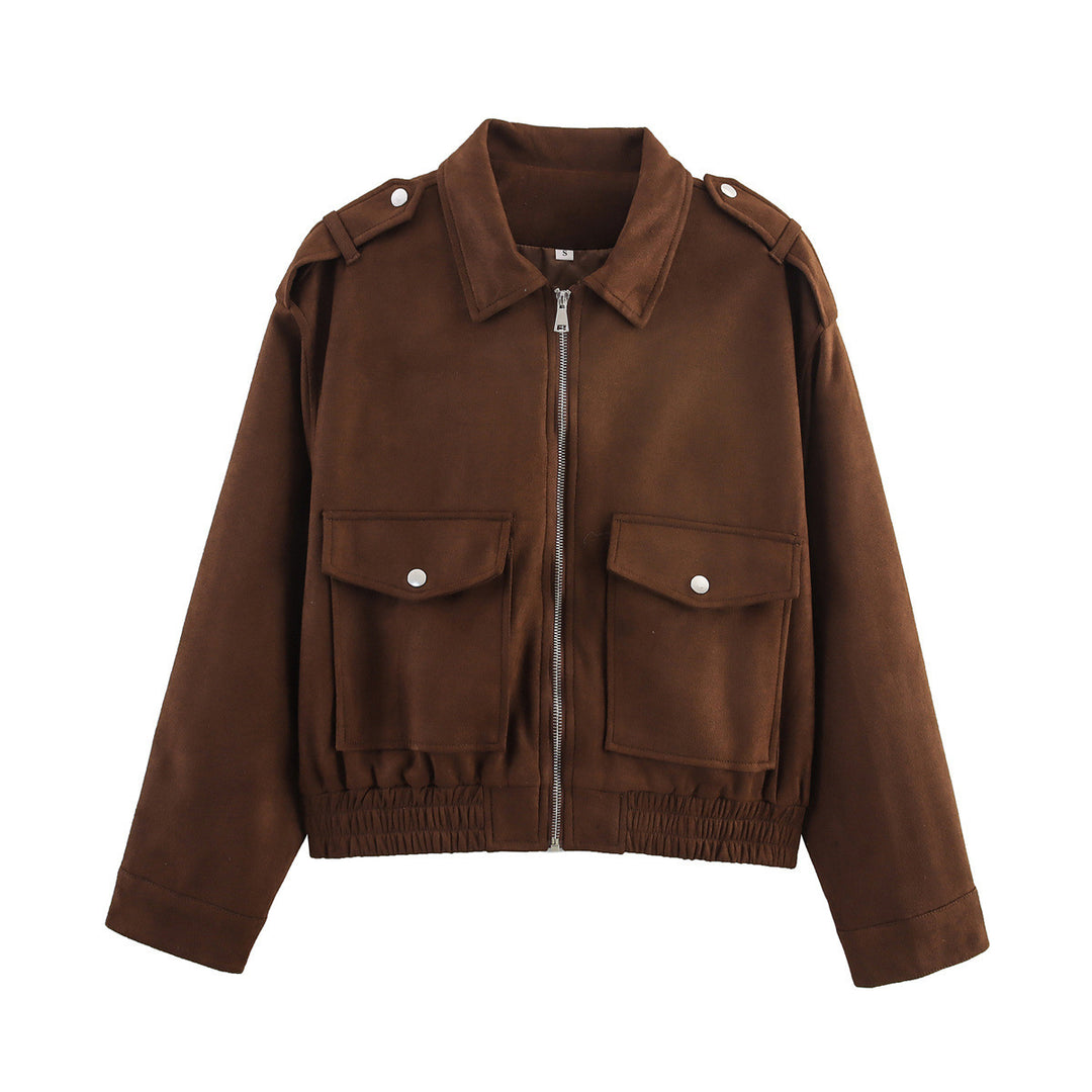 Damen Kurzjacke im Utility‑Bomberstil mit aufgesetzten Pattentaschen, Schulterklappen und elastischem Saum Shop Nory