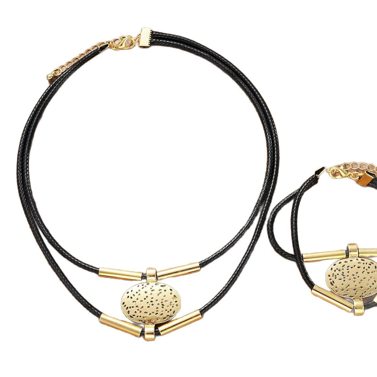 Damen Halsketten- und Armband-Set mit stilvollen veganen Lederakzenten Shop Nory