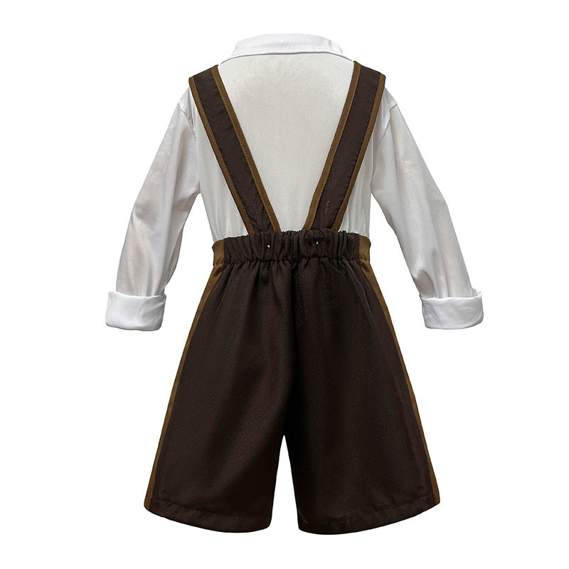 Damen nan verspieltes Trachtenkleid mit Carmen-Ausschnitt, Korsagen-Optik, Trägern und rüschiger Schürze Shop Nory