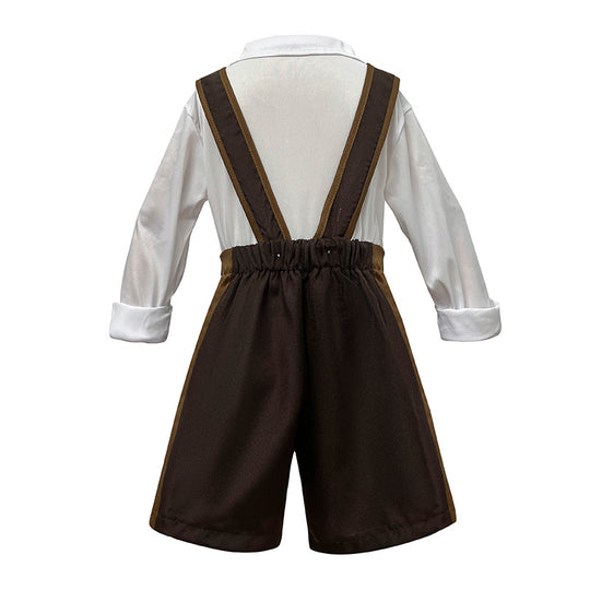 Damen nan verspieltes Trachtenkleid mit Carmen-Ausschnitt, Korsagen-Optik, Trägern und rüschiger Schürze Shop Nory