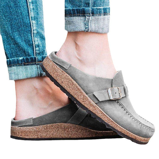 Damen Mokassin-Mule mit verstellbarer Schnalle und Kork-Plateau Shop Nory