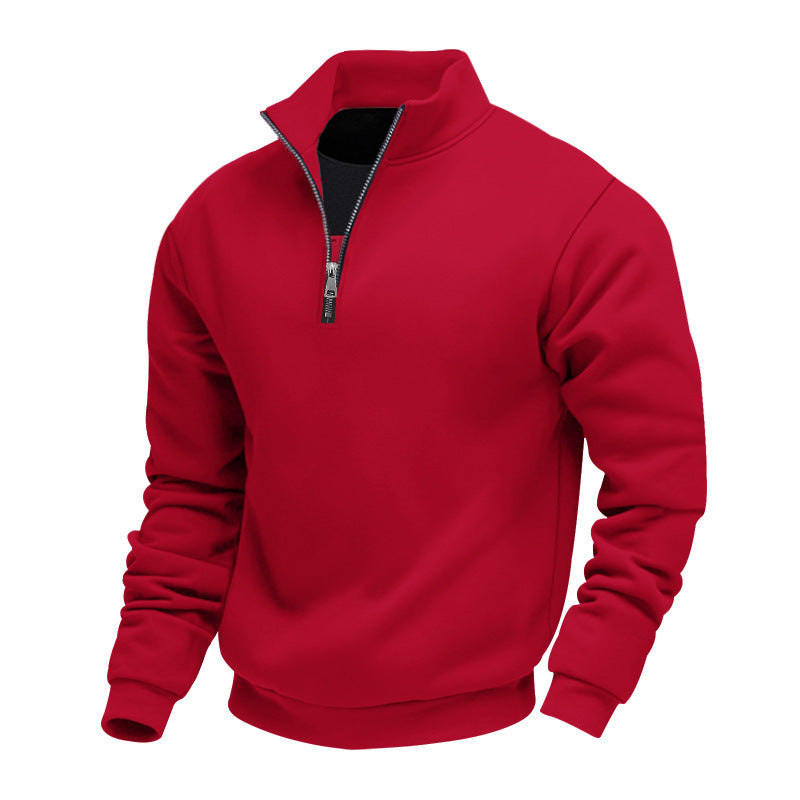 Herren leichter Fleecepullover mit Stehkragen und halblangem Reißverschluss