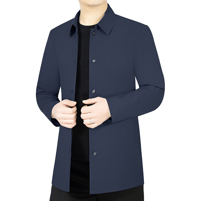 Herren Leichter ungefütterter City-Mantel im Hemdjackenstil mit minimalistischer Knopfleiste Shop Nory