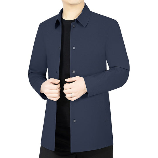 Herren Leichter ungefütterter City-Mantel im Hemdjackenstil mit minimalistischer Knopfleiste Shop Nory