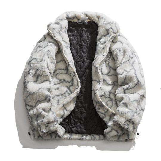 Damen kuschelige Teddy-Fleece Jacke mit Stehkragen und Kordelzug Shop Nory
