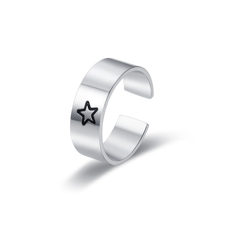 Damen Offener Ring aus Edelstahl mit elegantem Halbmond-Design Shop Nory