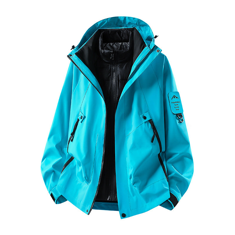 Herren Zwei-in-eins Wetterschutzjacke mit abnehmbarer Steppweste und verstellbarer Kapuze Shop Nory