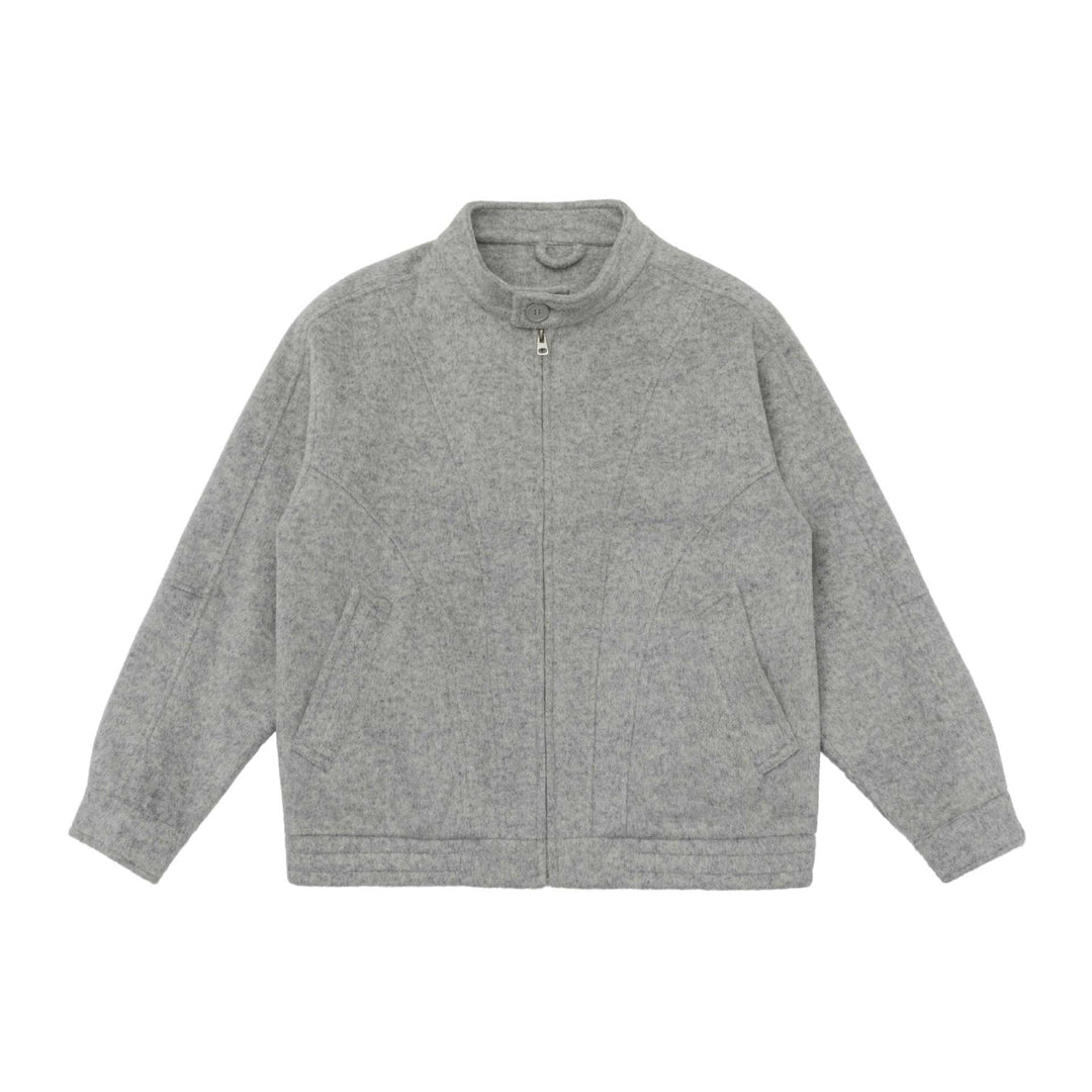 Unisex Kastig geschnittene Wollmix-Blousonjacke mit hohem Stehkragen und verdecktem Reißverschluss Shop Nory