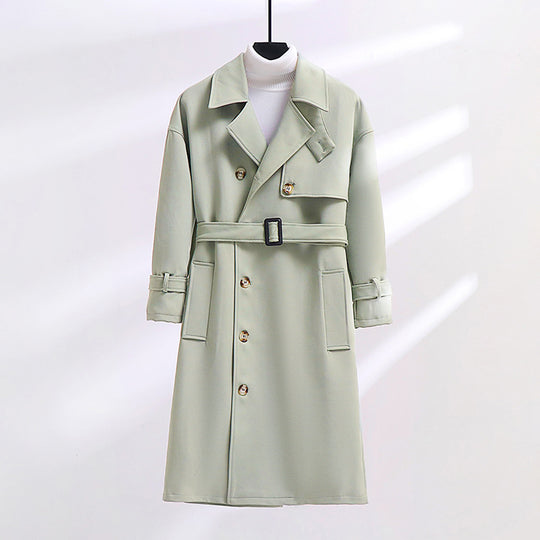 Herren Trenchcoat im modernen Wollmix mit Taillengürtel, Schalkragen und aufgesetzten Taschen Shop Nory