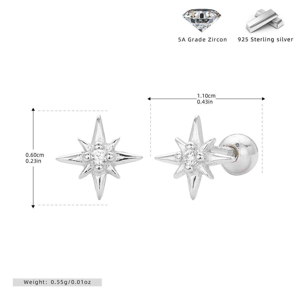 Damen Ohrstecker im funkelnden Sternendesign aus hochwertigem 925 Sterling Silber Shop Nory