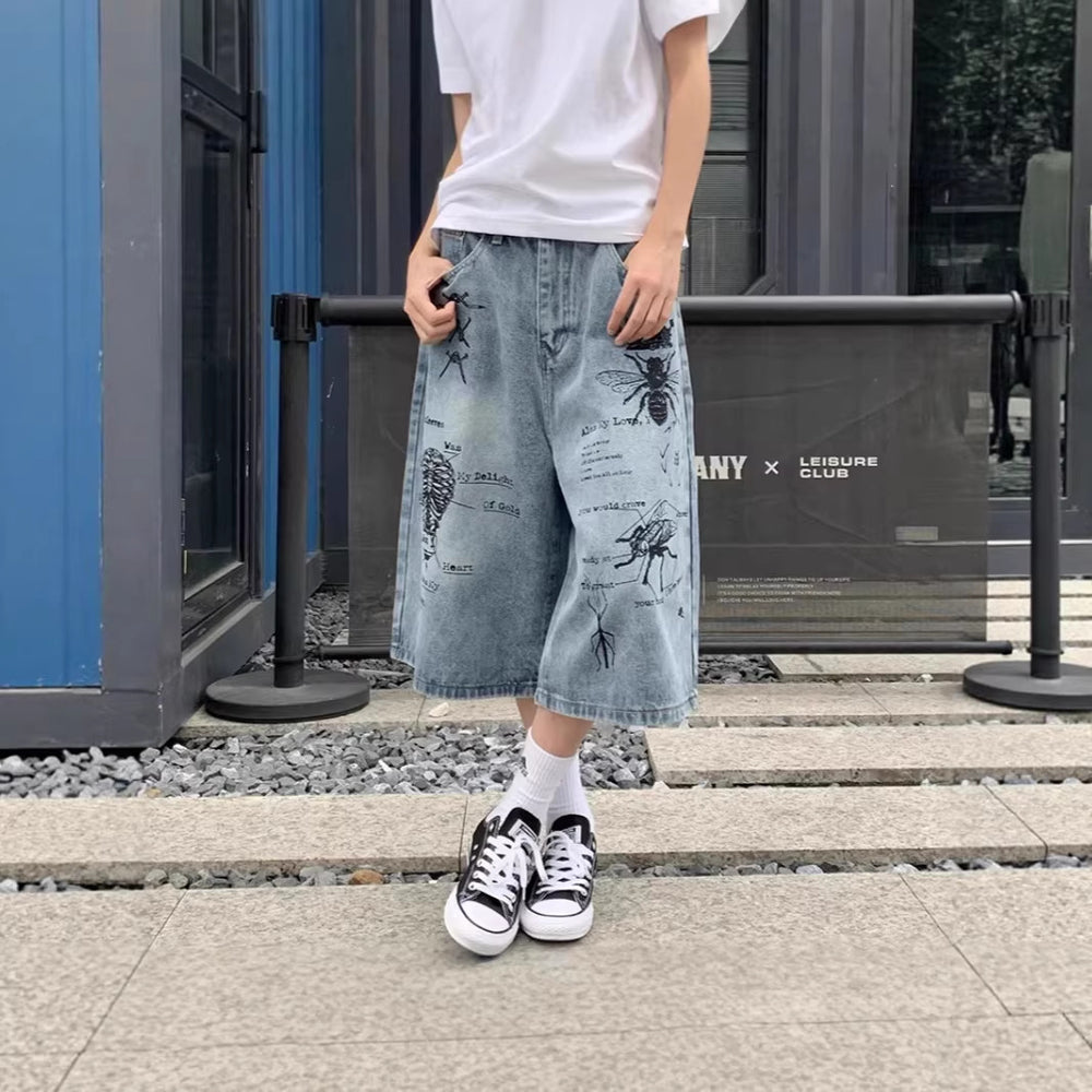Damen Modische Weitbein-Jeans mit einzigartigem Grafikdesign Shop Nory