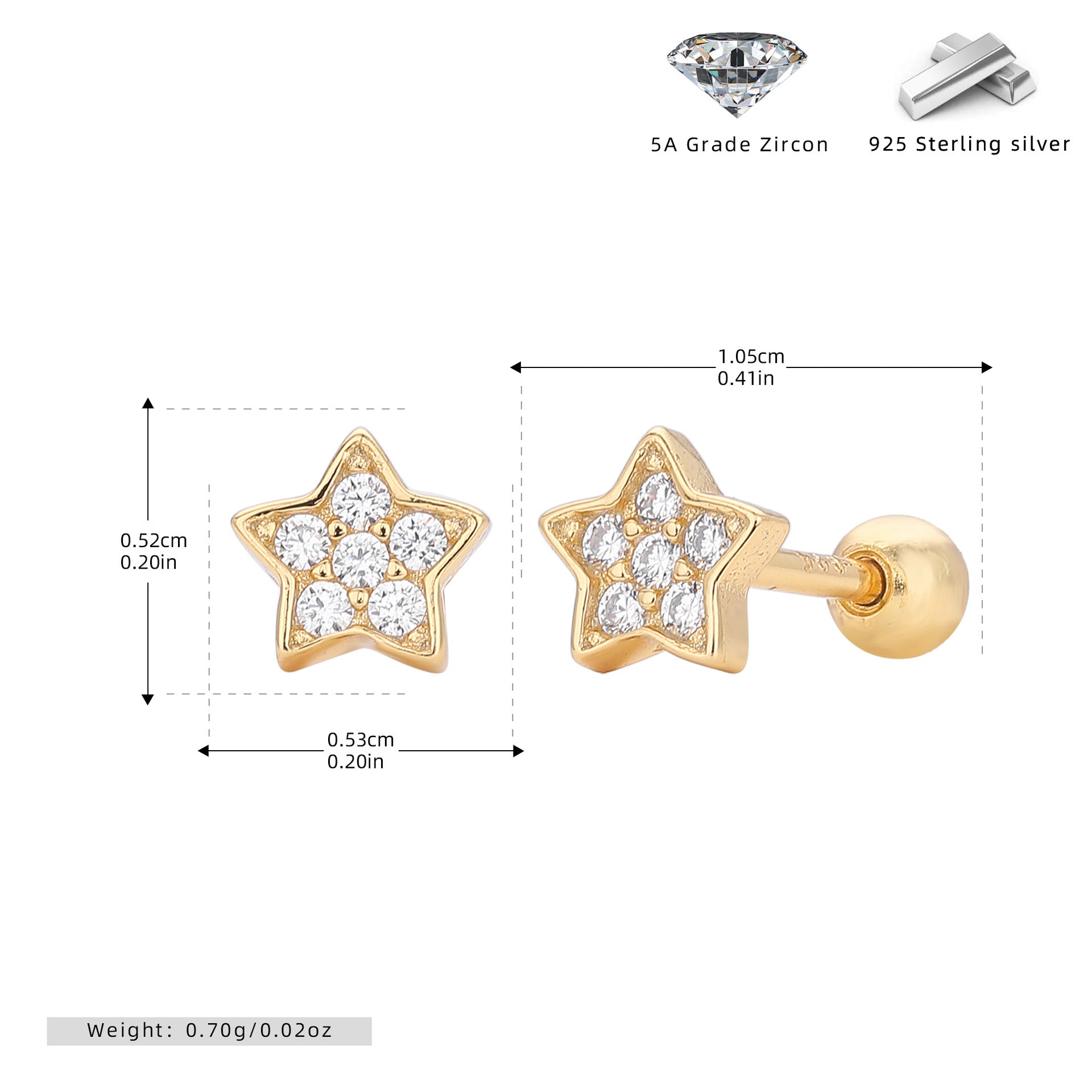 Damen Ohrstecker im funkelnden Sterndesign mit hochwertigem Zirkonbesatz Shop Nory