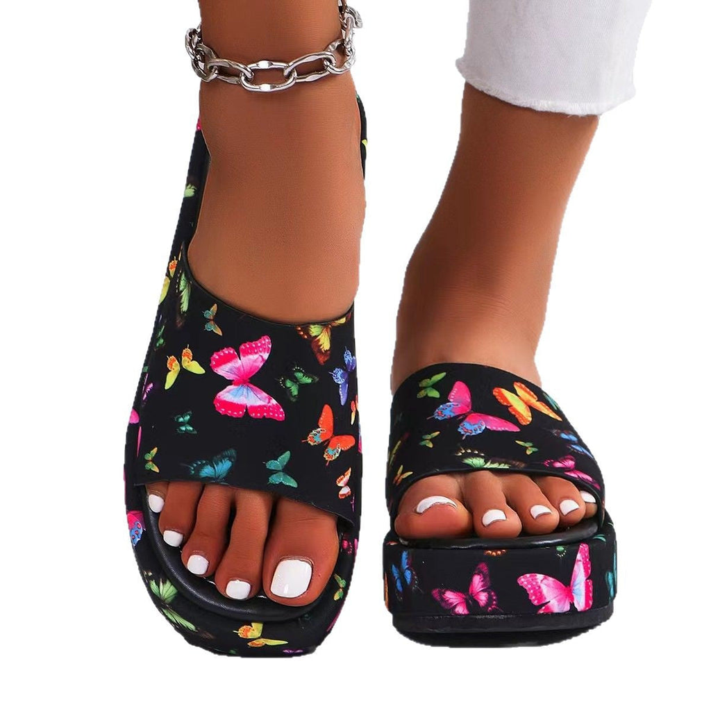 Damen Komfortable Zehentrenner-Sandalen mit modischem Schmetterlingsdesign