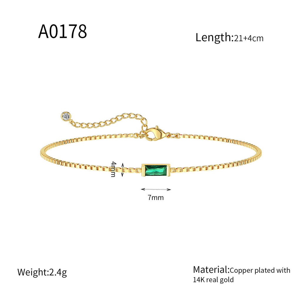 Zierliches Armband mit Rechteckigem Zirkonia und Verlängerungskettchen