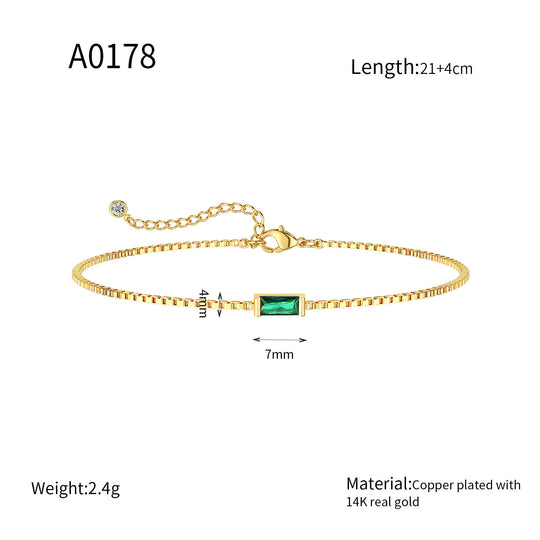 Zierliches Armband mit Rechteckigem Zirkonia und Verlängerungskettchen