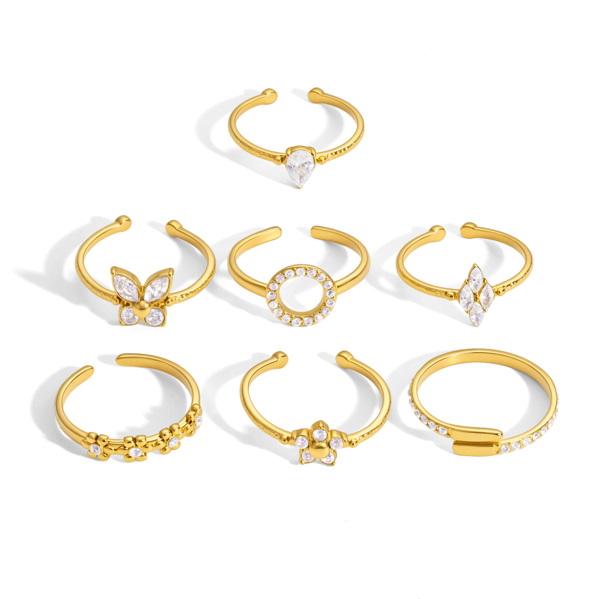 Damen Offenes Ring mit floralen Zirkonia-Details Shop Nory
