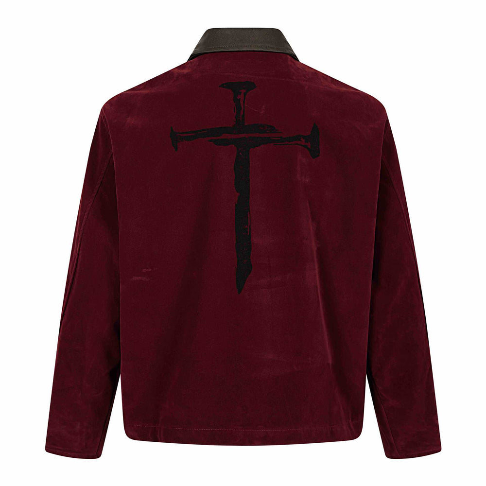 Herren Samt‑Blousonjacke mit Kontrastkragen, Frontreißverschluss und Grafikprint Shop Nory