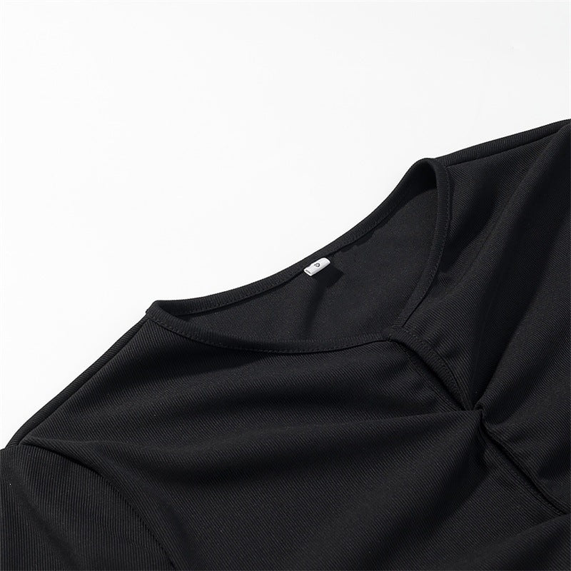 Damen Zweiton-Maxikleid mit geraffter V‑Passe, Spitzenbesatz und langen Ärmeln Shop Nory