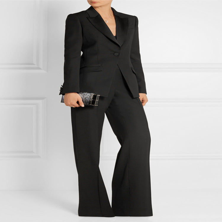 Damen Taillierter Ein-Knopf‑Blazer mit Satinbesatz und konturierter Nahtführung Shop Nory